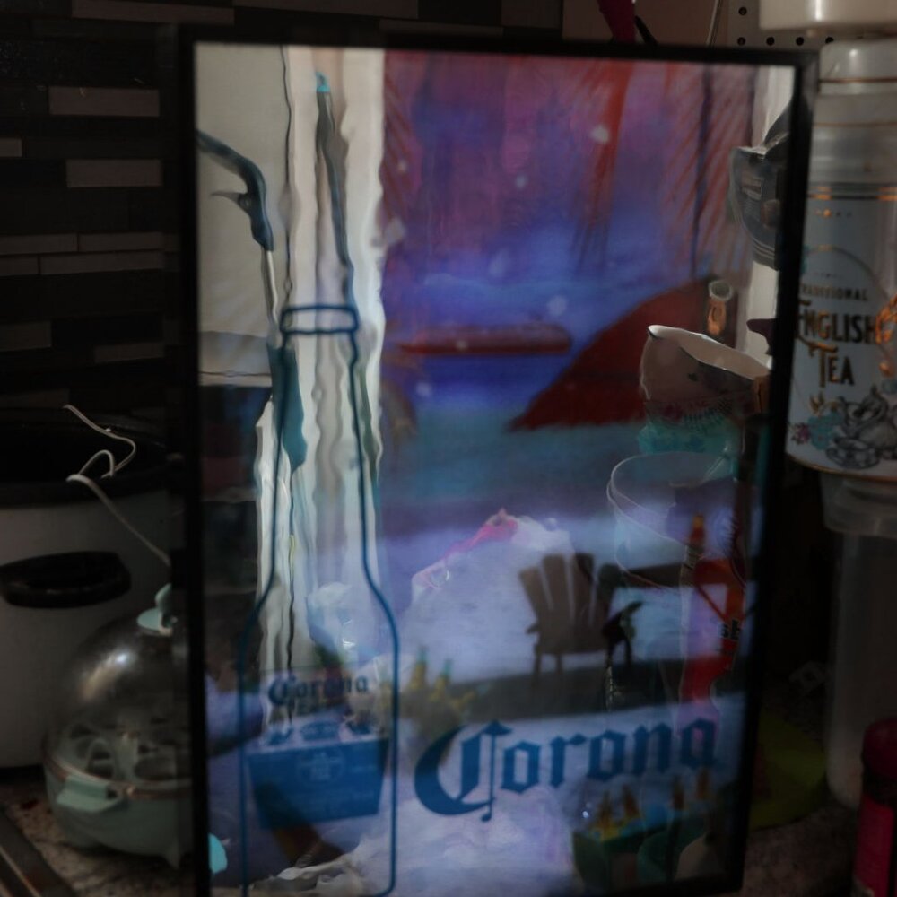 Used Corona Advertising Light, 13" x 18" x 3", 2005 Rabbit Tanaka Lighting, NICE